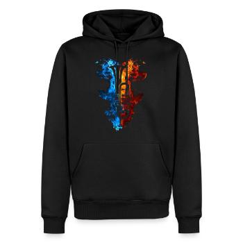 Trumpet Red Blue Fire Musical Instrument Fire Art - Men’s Premium Organic Hoodie - black - Front - Nico (187cm)