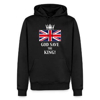 God Save The King! (England / Great Britain / 3C) - Männer Premium Bio Hoodie - Schwarz - Vorne - Nico (187cm)