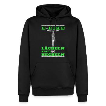 E-MTB Lächeln Statt Hecheln E-Bike eBiker Radsport - Männer Premium Bio Hoodie - Schwarz - Vorne - Nico (187cm)