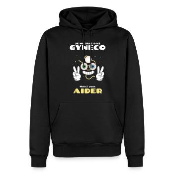 gyneco humour potache, pour aider - Sweat à capuche Premium bio Homme - noir - Devant - Nico (187cm)
