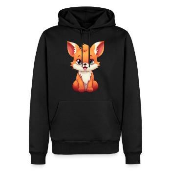Süßer Comic Rotfuchs: Entspanntes Sitzen - Männer Premium Bio Hoodie - Schwarz - Vorne - Nico (187cm)