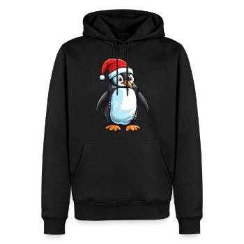 Tête d’animal de Noël pingouin - Sweat à capuche Premium bio Homme - noir - Devant - Nico (187cm)