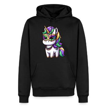 Mardi Gras Unicorn Comic Mask - Men’s Premium Organic Hoodie - black - Front - Nico (187cm)