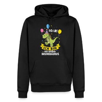 Je vais être un grand frère - Sweat à capuche Premium bio Homme - noir - Devant - Nico (187cm)