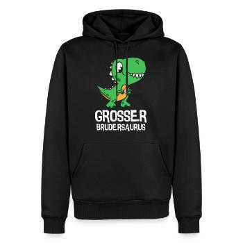 Je vais être un grand frère Frère Saurus Dino - Sweat à capuche Premium bio Homme - noir - Devant - Nico (187cm)