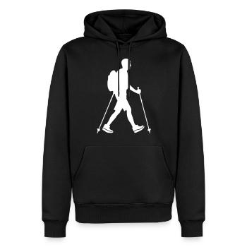 Icône de l’homme de marche nordique - Sweat à capuche Premium bio Homme - noir - Devant - Nico (187cm)