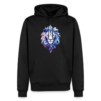 Lion, Tête de lion, Galaxie cosmique, Univers, Art - Sweat à capuche Premium bio Homme - noir - Devant - Nico (187cm)