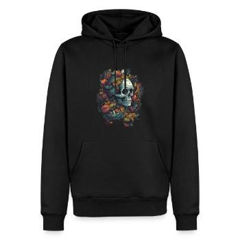 Cool Boho Skull Skull avec des fleurs colorées - Sweat à capuche Premium bio Homme - noir - Devant - Nico (187cm)