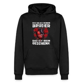 Ich habe meinen Bruder das ist mein Geschenk - Männer Premium Bio Hoodie - Schwarz - Vorne - Nico (187cm)