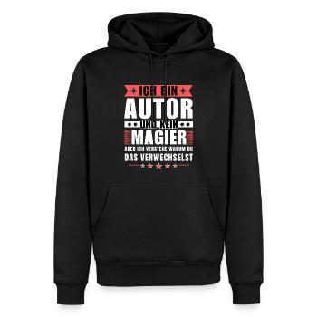 Ich bin Autor und kein Magier - Männer Premium Bio Hoodie - Schwarz - Vorne - Nico (187cm)