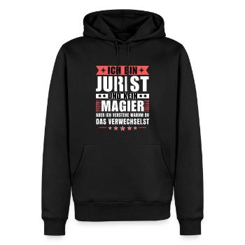 Ich bin Jurist und kein Magier - Männer Premium Bio Hoodie - Schwarz - Vorne - Nico (187cm)