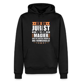 Ich bin Jurist und kein Magier - Männer Premium Bio Hoodie - Schwarz - Vorne - Nico (187cm)