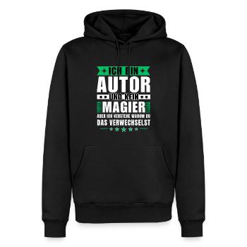 Ich bin Autor und kein Magier - Männer Premium Bio Hoodie - Schwarz - Vorne - Nico (187cm)