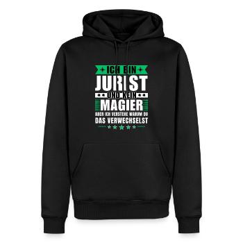 Ich bin Jurist und kein Magier - Männer Premium Bio Hoodie - Schwarz - Vorne - Nico (187cm)