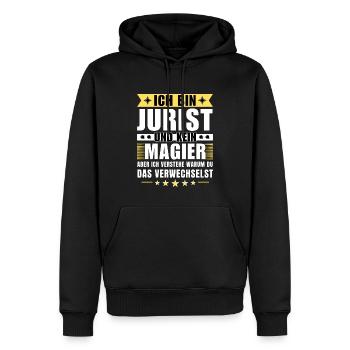Ich bin Jurist und kein Magier - Männer Premium Bio Hoodie - Schwarz - Vorne - Nico (187cm)