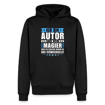 Ich bin Autor und kein Magier - Männer Premium Bio Hoodie - Schwarz - Vorne - Nico (187cm)