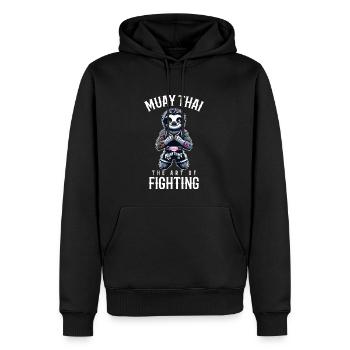 Faultier Muay Thai - Kickboxen und Faultier Thai - Männer Premium Bio Hoodie - Schwarz - Vorne - Nico (187cm)