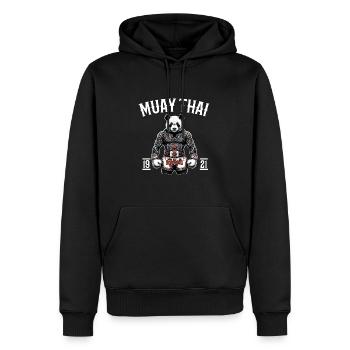 Muay Thai Panda - Kickboxen und Panda Thai Boxen - Männer Premium Bio Hoodie - Schwarz - Vorne - Nico (187cm)