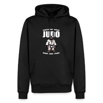 Judo Gorilla - Niedlicher japanischer Judoka - Männer Premium Bio Hoodie - Schwarz - Vorne - Nico (187cm)