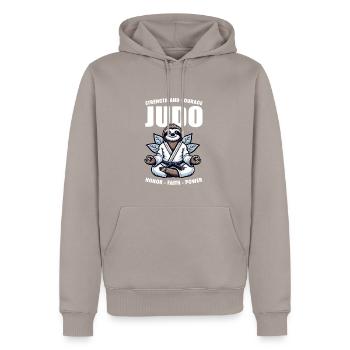 Judo-Faultier - Niedlicher japanischer Judoka - Männer Premium Bio Hoodie - Taupe - Vorne - Nico (187cm)
