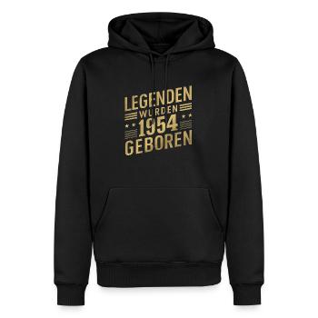 Legends were born in 1954 - Men’s Premium Organic Hoodie - black - Front - Nico (187cm)