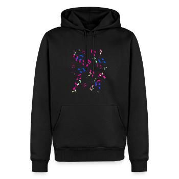 Noten, Musik, bunte Noten, bunt,pink - Männer Premium Bio Hoodie - Schwarz - Vorne - Nico (187cm)