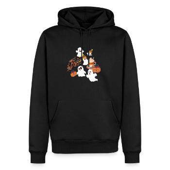 Halloween, Kürbis,Geister,pumpkin latte,illu - Männer Premium Bio Hoodie - Schwarz - Vorne - Nico (187cm)