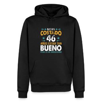 ME HA COSTADO 46 ANOS ESTAR TAN BUENO - Sweat à capuche Premium bio Homme - noir - Devant - Nico (187cm)