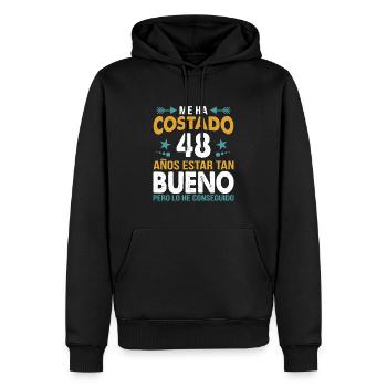 ME HA COSTADO 48 ANOS ESTAR TAN BUENO - Sweat à capuche Premium bio Homme - noir - Devant - Nico (187cm)