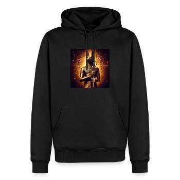 Ägyptischer Gott Anubis mit Anch-Kreuz - Männer Premium Bio Hoodie - Schwarz - Vorne - Nico (187cm)