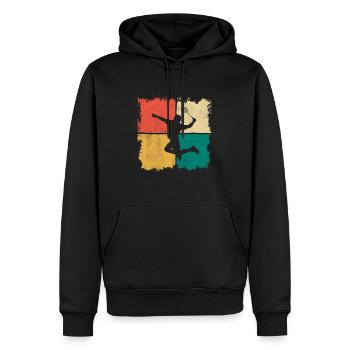 Joueur de badminton Rétro Joueur de badminton - Sweat à capuche Premium bio Homme - noir - Devant - Nico (187cm)