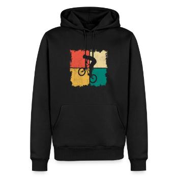 BMX Bike Retro Motif Freestyle BMX Rider - Sweat à capuche Premium bio Homme - noir - Devant - Nico (187cm)