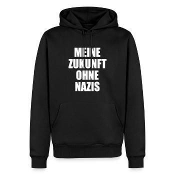 Meine zukunft ohne nazis - Männer Premium Bio Hoodie - Schwarz - Vorne - Nico (187cm)