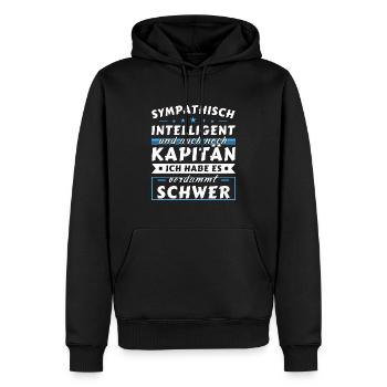 Sympathisch und intelligent - Kapitän Edition - Männer Premium Bio Hoodie - Schwarz - Vorne - Nico (187cm)