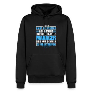 Des performances inégalées en tant que manager - Sweat à capuche Premium bio Homme - noir - Devant - Nico (187cm)