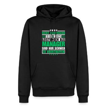 Des performances inégalées en tant que manager - Sweat à capuche Premium bio Homme - noir - Devant - Nico (187cm)