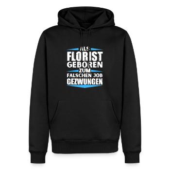 Florist im falschen Job gelandet - Männer Premium Bio Hoodie - Schwarz - Vorne - Nico (187cm)