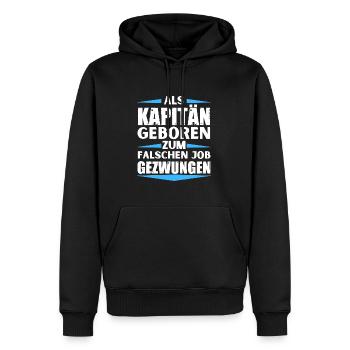 Kapitän im falschen Job gelandet - Männer Premium Bio Hoodie - Schwarz - Vorne - Nico (187cm)