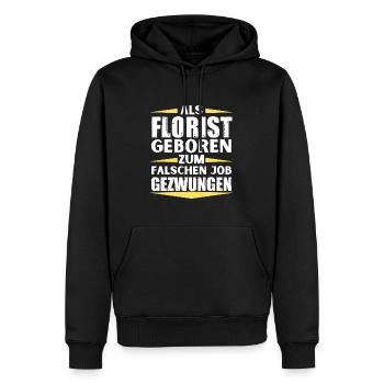 Florist im falschen Job gelandet - Männer Premium Bio Hoodie - Schwarz - Vorne - Nico (187cm)