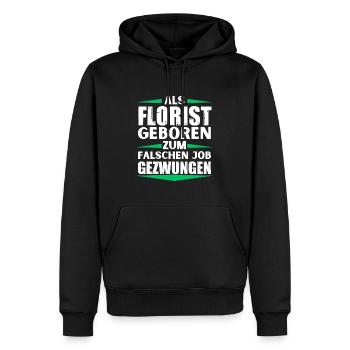 Florist im falschen Job gelandet - Männer Premium Bio Hoodie - Schwarz - Vorne - Nico (187cm)