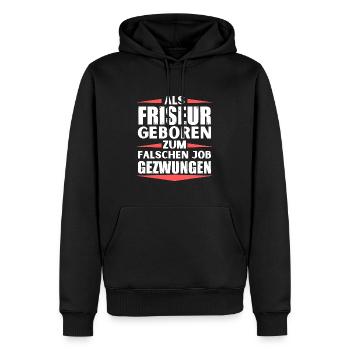 Friseur im falschen Job gelandet - Männer Premium Bio Hoodie - Schwarz - Vorne - Nico (187cm)