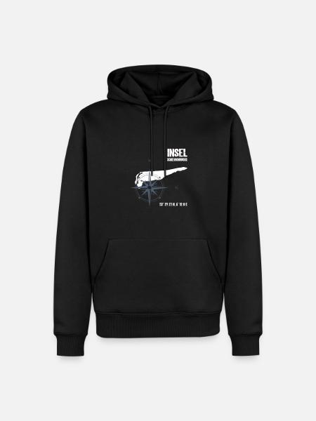 Schiermonnikoog Noordzee-eiland coördinaten kaart - Mannen Premium Bio hoodie - zwart