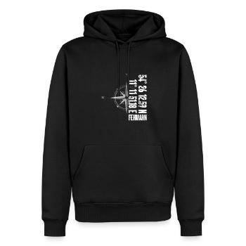 Fehmarn Island Atlantic coordinates Map Holiday - Men’s Premium Organic Hoodie - black - Front - Nico (187cm)
