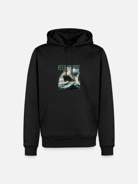 Commic Schiff im Stürmischer See - Männer Premium Bio Hoodie - Schwarz