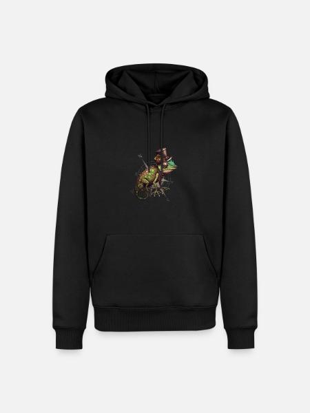 Cartoon Gekko with Compass - Men’s Premium Organic Hoodie - black