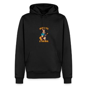Lapin cool avec lunettes de soleil et guitare - Sweat à capuche Premium bio Homme - noir - Devant - Nico (187cm)