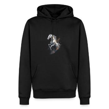 Cheval saut Polygone dans la poussière - Sweat à capuche Premium bio Homme - noir - Devant - Nico (187cm)