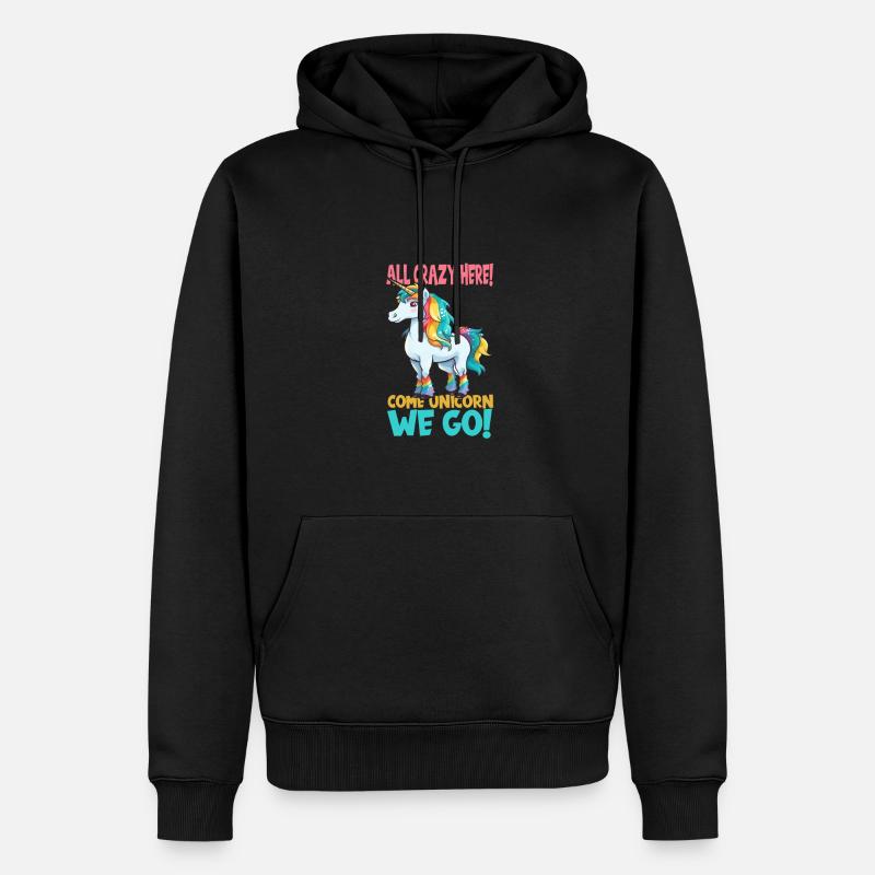 Comic lustiges kleines Einhorn - Männer Premium Bio Hoodie - Schwarz