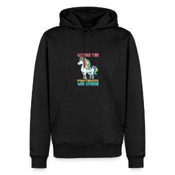 Comic Unicorn Crazy Rainbow Mane - Men’s Premium Organic Hoodie - black - Front - Nico (187cm)