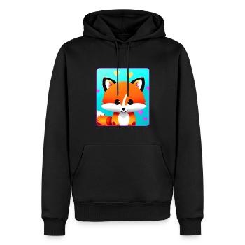 Niedlicher Fuchs mit Herzen - Männer Premium Bio Hoodie - Schwarz - Vorne - Nico (187cm)